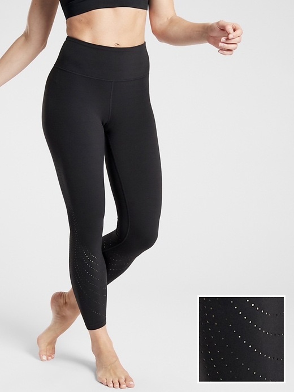 Athleta Black High-Waist Leggings with Perforated Detail